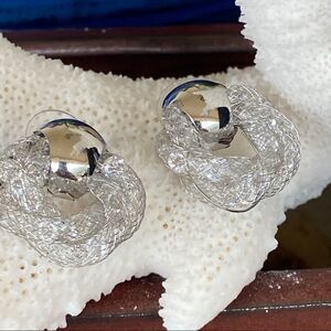 Silver Stardust Mesh Twist Earrings Made w/ Swarovski Crystals